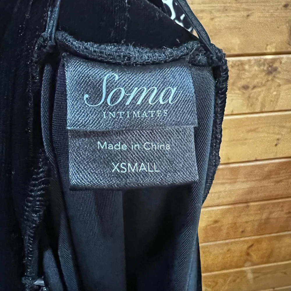 Soma Intimates Black Velvet Robe / Overcoat XS — Satin Front Tie, Luxe Draping